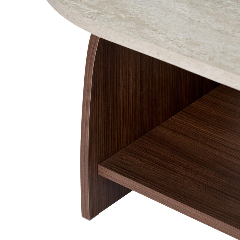 Coffee Table, Travertine; Milano Walnut