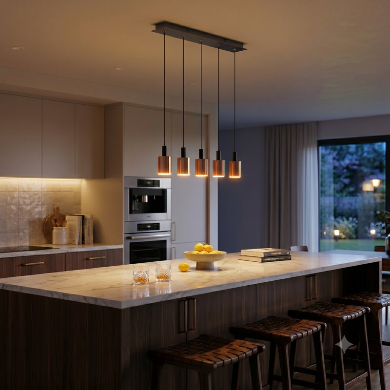 Essoura 5 - Light Kitchen Island Pendant, Black/Copper