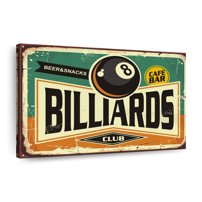 «Billiards Club», reproduction sur toile, H 20 po x l 30 po x P 1,25 po