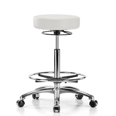 PERCH Stella Height Adjustable Stool with Foot Ring | Medium Bench Height 21-28.5"
