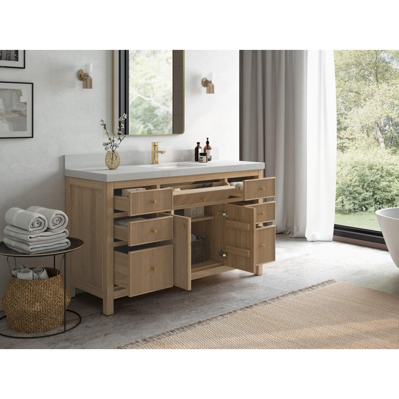 60'' Single Bathroom Vanity with Top, Calacatta Black