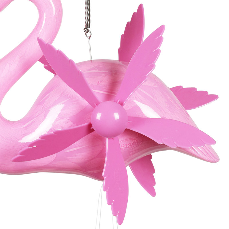Large Pink Flamingo Wind Chime with Spinning Wings
