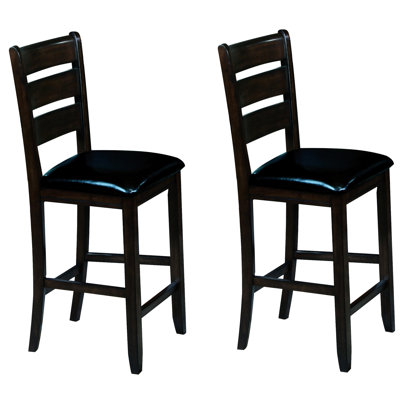 2 sièges à hauteur de comptoir, revêtus de similicuir noir, de sièges confortables en mousse, d'un dossier classique, robuste et design, d'un vestibule de 2 chaises, d'un revêtement en similicuir teinté, d'une stabilité stable rembourrée de mousse