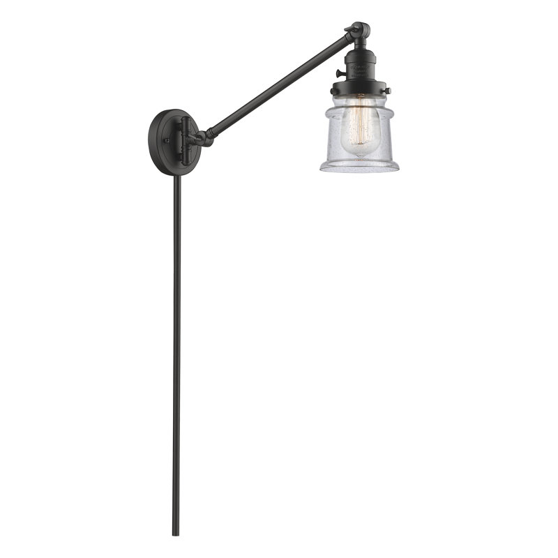 Bras articulé à 1 lumière à intensité variable Alaric, Ampoule incandescente rétro de 60 watts, Grainé, Bronze huilé