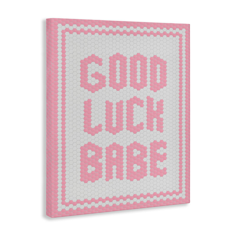 Toile mosaïque rose Good Luck Babe, H 20 po x l 16 po