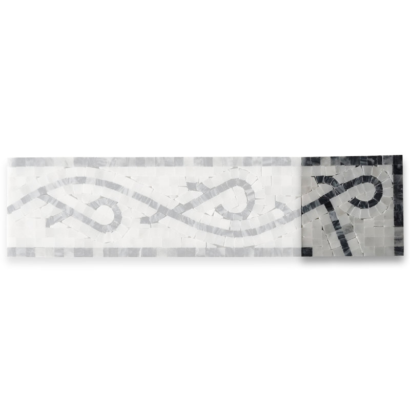 4 in. x 4 in. Marble Tile, White/Black