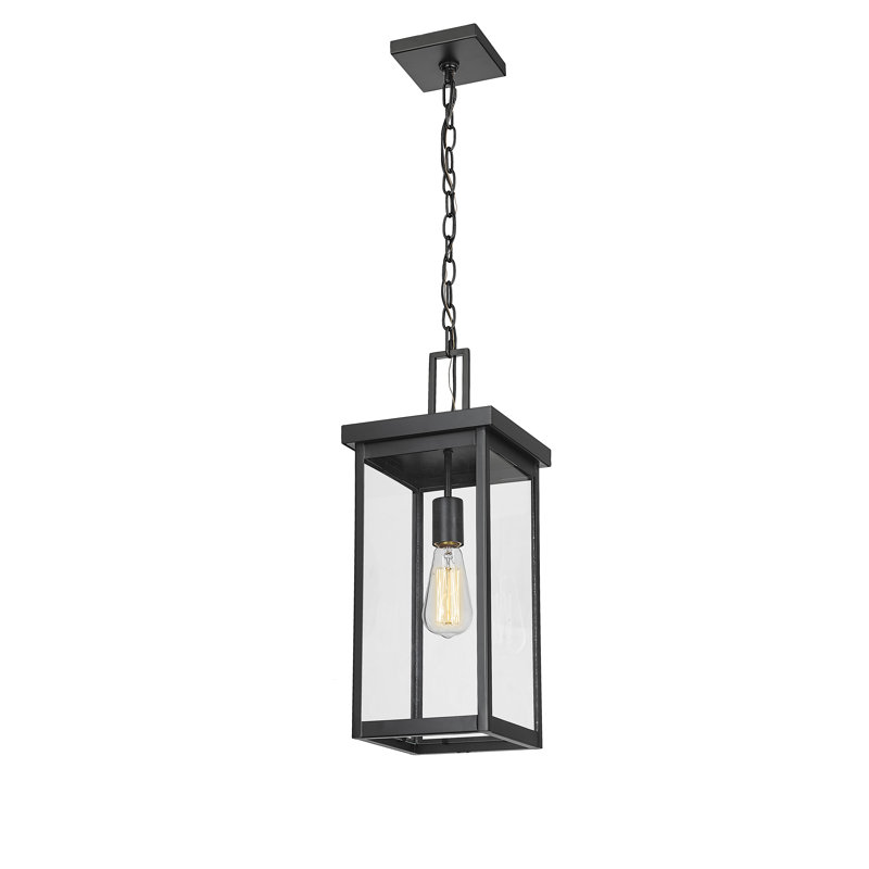 Lanterne suspendue d'extérieur 1 lumière de 20 po Osakis, Noir thermolaqué