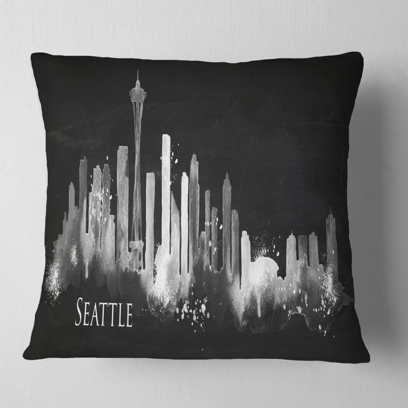 Coussin Seattle - Silhouette, 18 po x 18 po, Coussin décoratif, Noir