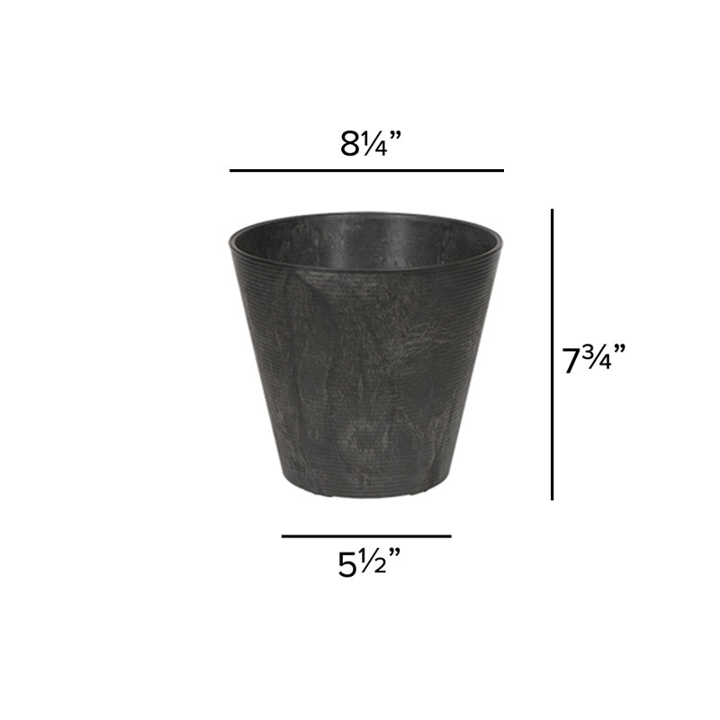 Pot à fleurs en résine Carreras, Noir, H 7,75 po x l 8,25 po x P 8,25 po