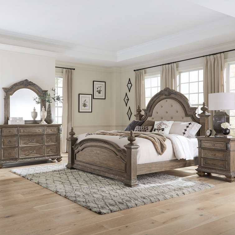 Areford Poster Bed, Dresser & Mirror, Night Stand