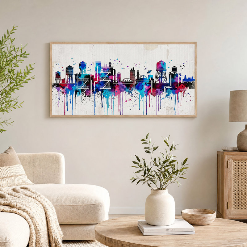 Toile bleue et mauve à l'aquarelle industrielle