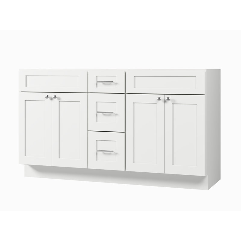 60'' Double Bathroom Vanity Base only, White