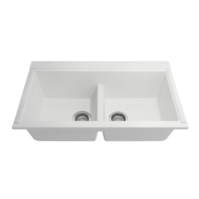 Évier de cuisine en granite à double cuve L 34 po Baveno