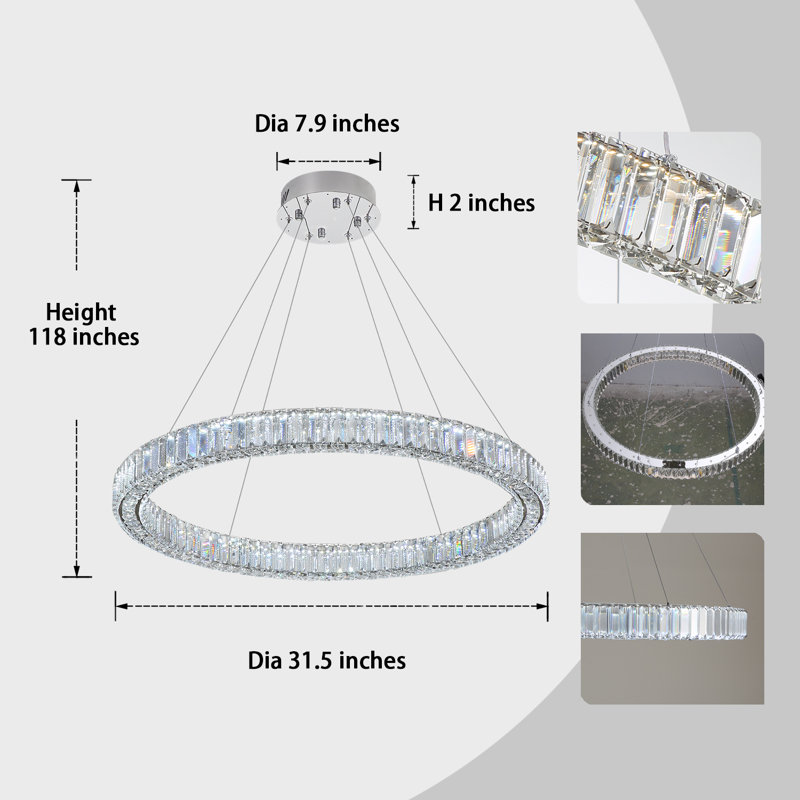 Plafonnier DEL moderne à gradation réglable, 1, Diamètre de 31,5 po