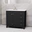 Meuble-lavabo noir 36 po avec lavabo en céramique, armoires de rangement abondantes