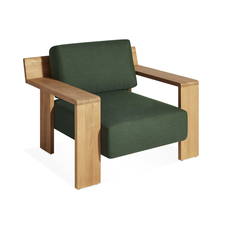 Ridge Outdoor Teak Lounge Chair, Sunbrella Ivy