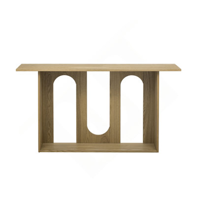 Modern And Curved Design Ash Veneer Console Table With Shelf,Suitable For Entryway,Hallway Living Room,Foyer,Corridor