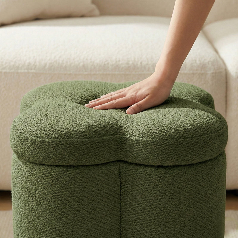 Repose-pieds en chenille avec rangement 16,9 po, Vert