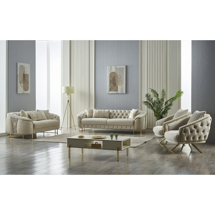 Rosdorf Park Khaley 4 - Piece Velvet Living Room Set | Wayfair