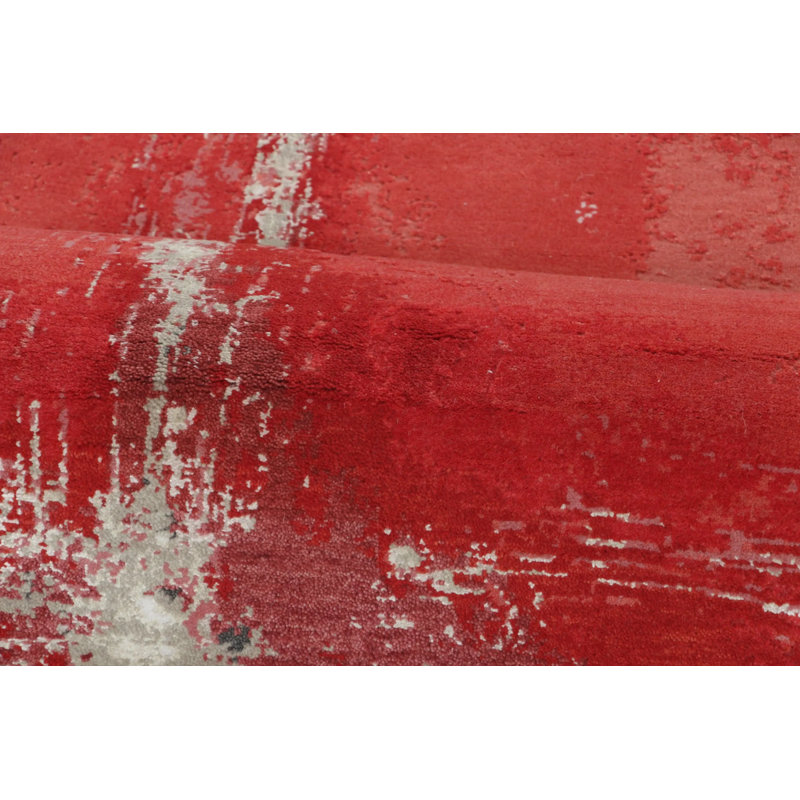 Modern Handmade Silk and Wool Area Rug