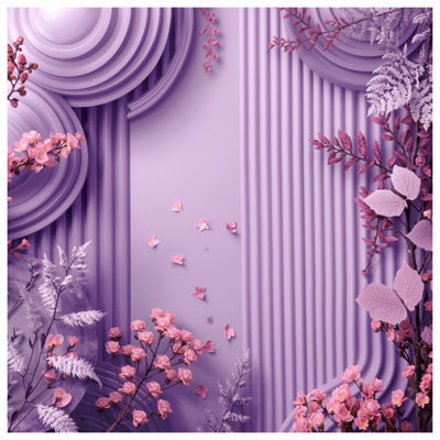 Purple Floral Arrangement Bath Mat
