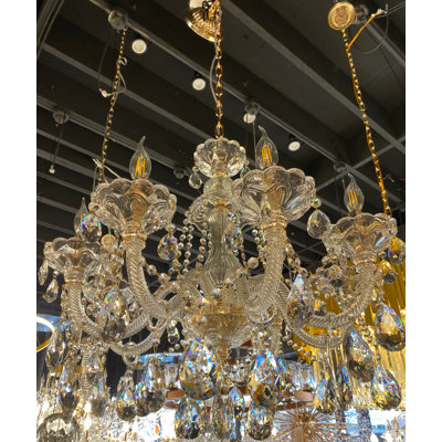 Elegant 8 Light Crystal Candle Style Chandelier Classic Italian Design