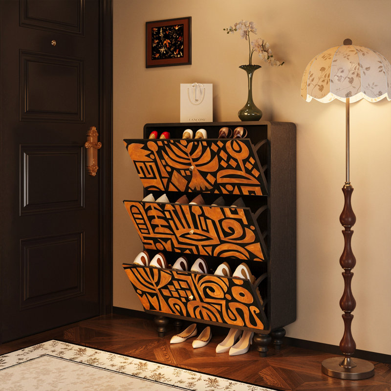 Rangement pour vestibule en bois massif, Black