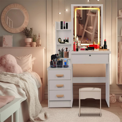 Camariyah Dressing Table with Mirror and Seat and Storage Included