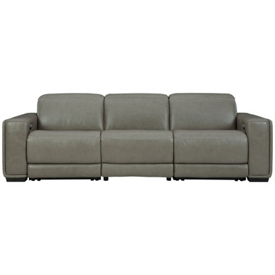 Adaam 116.5" Wide Genuine Leather Symmetrical Reclining Corner Sectional