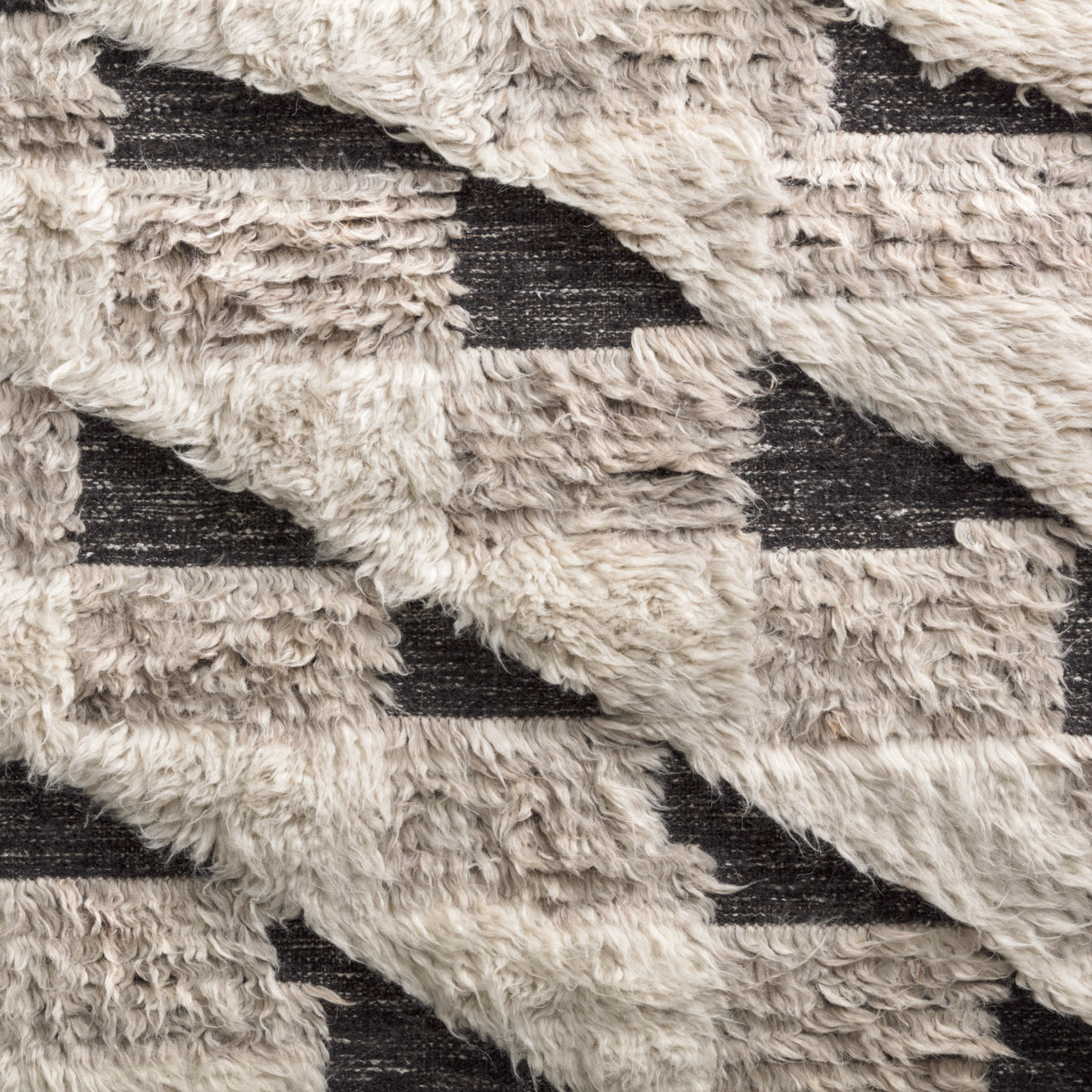 Benjamin Natural Black Hand-Knotted Rug, Square 1'6" x 1'6"
