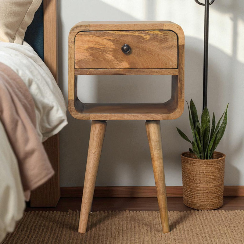 Cheskel 11.81'' W Solid Wood Nightstand, Beige