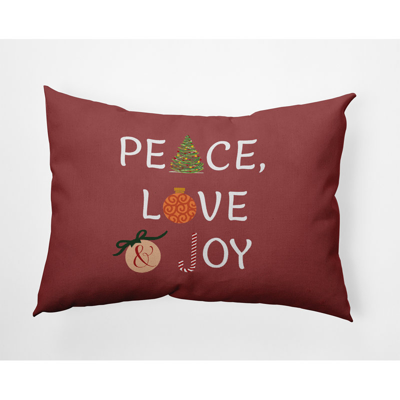 Coussin décoratif Peace Love Joy, Rouge