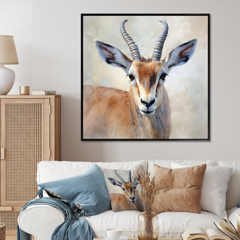 «Graceful Antelope VI» sur toile, H 24 po x l 24 po, Cadre flottant noir