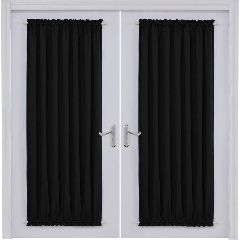 Nuhamin Blackout Curtain Pair, 137cm wide x 183cm high, Black