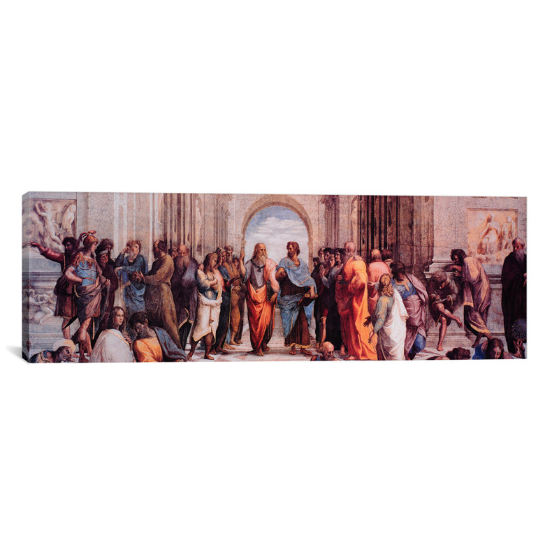 «School of Athens» (Panoramic) par Raphael, reproduction d'art sur toile tendue, H 16 po x l 48 po x P 1,5 po, Toile tendue