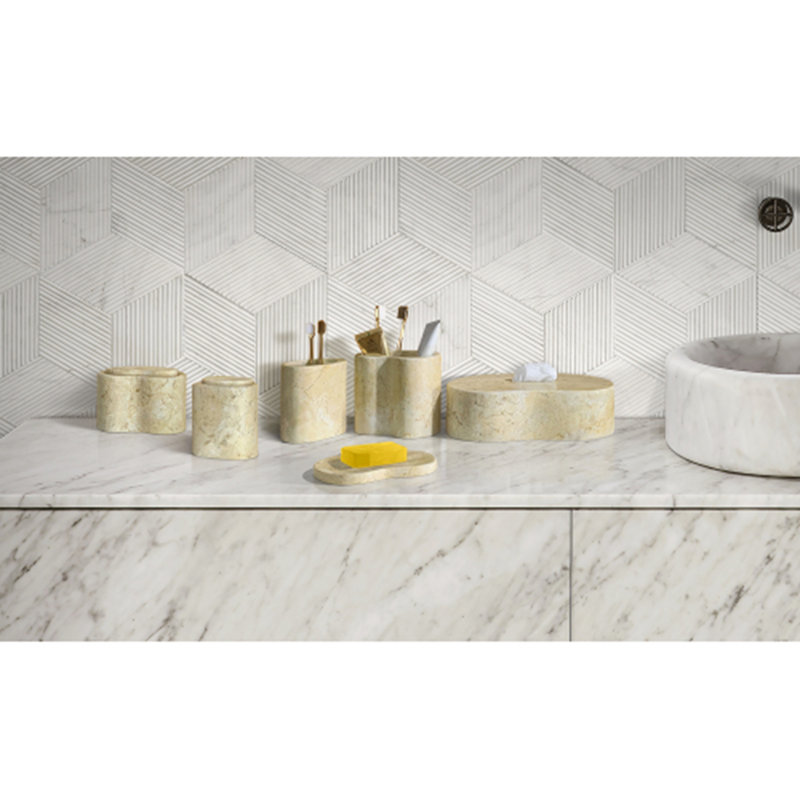 Ensemble d'accessoires de salle de bain en marbre véritable véritable naturel