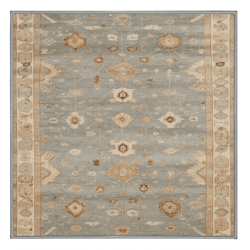 Machine Washable Afyon Gray Area Rug, Square 4'