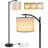 62-in Classic Black Arc Floor Lamp With Fabric Shade