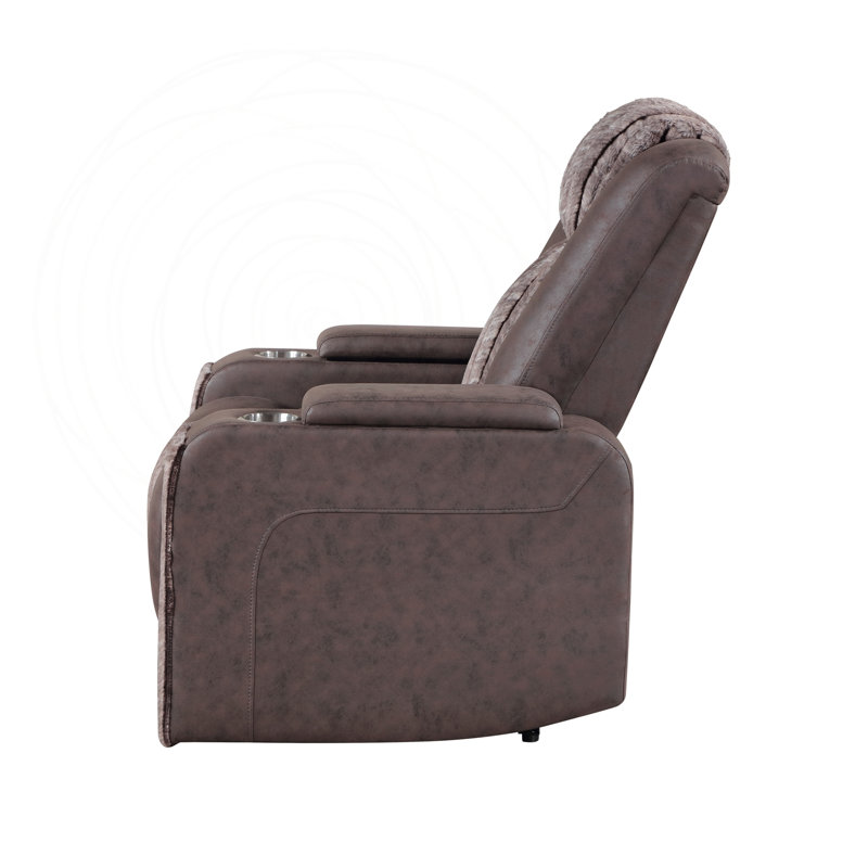 Fauteuil inclinable électrique avec appui-tête électrique, lumière DEL et port USB, Tissu brun, Brun