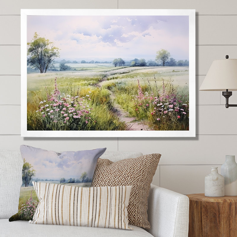 «Meadow Scenery Minimalisme Serenity II», reproduction d'art sur toile encadrée, H 16 po x l 32 po x P 1 po