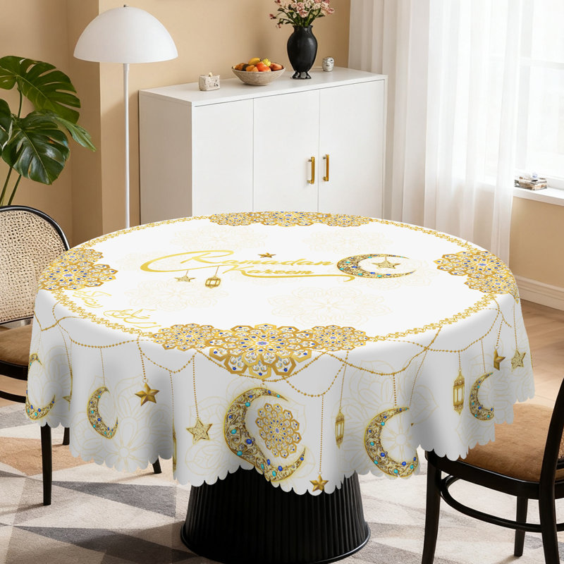 Nappe lavable en polyester avec motif Ramadan, Rond 59,8 po