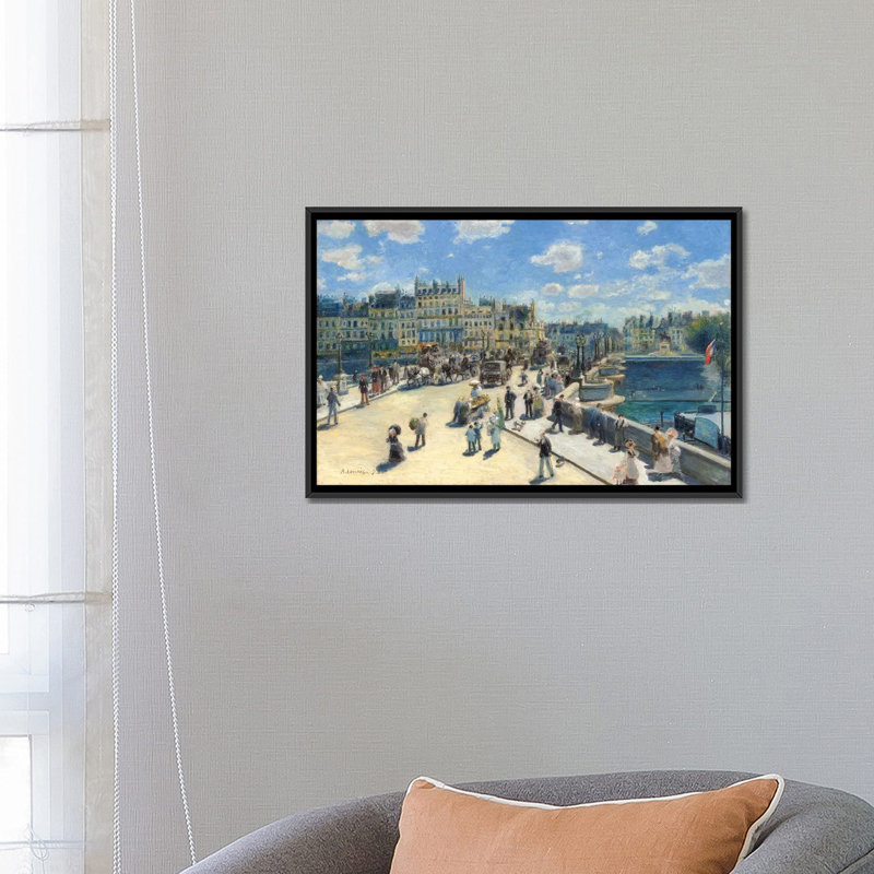 «Pont Neuf Paris 1872» par Pierre-Auguste Renoir, reproduction sur toile, H 18 po x l 26 po x P 1,5 po, Toile avec cadre noir