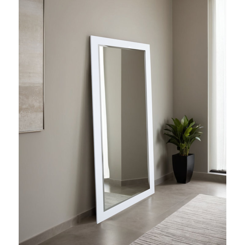 Beveled Full Length Mirror, Gloss White