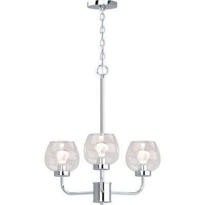  3-Light Indoor Polished Nickel Classic/Traditional Chandelier with Clear Glass Shade