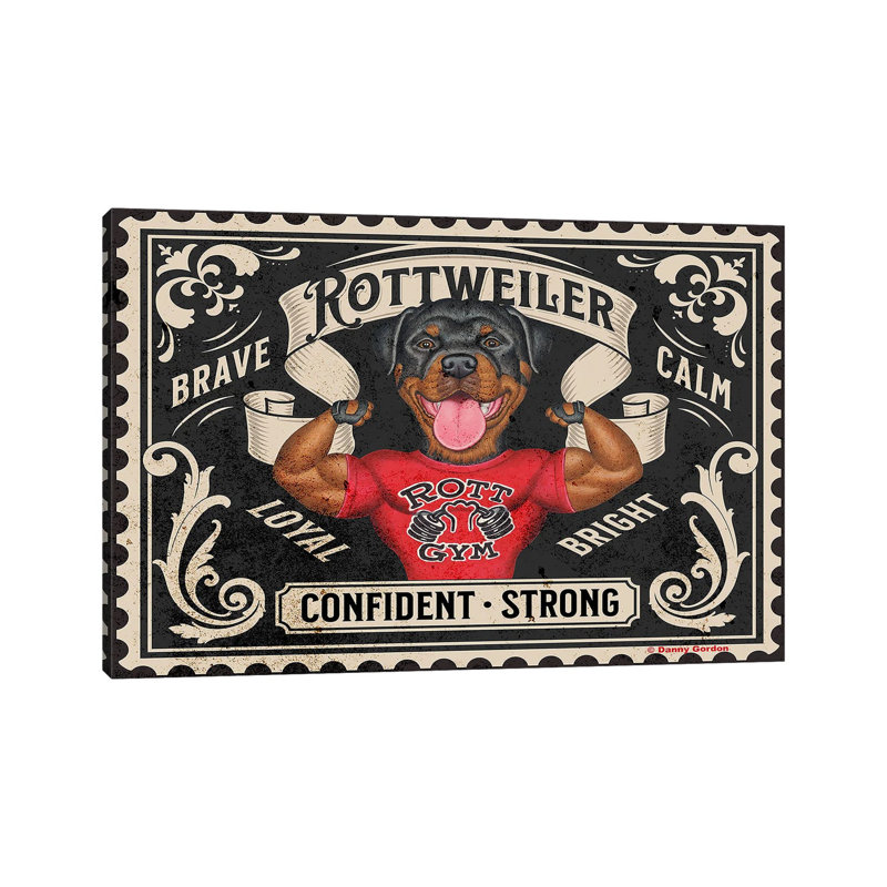 Rottweiler Muscles Stamp by Danny Gordon - Gallery-Wrapped Canvas Giclée on Canvas, 20.32 cm H x 30.48 cm W, No Frame