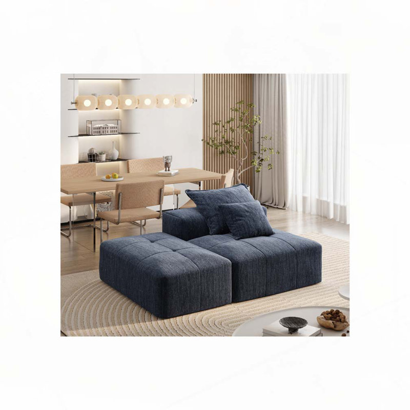 Canapé simple en tissu d'ameublement Chenille, Bleu