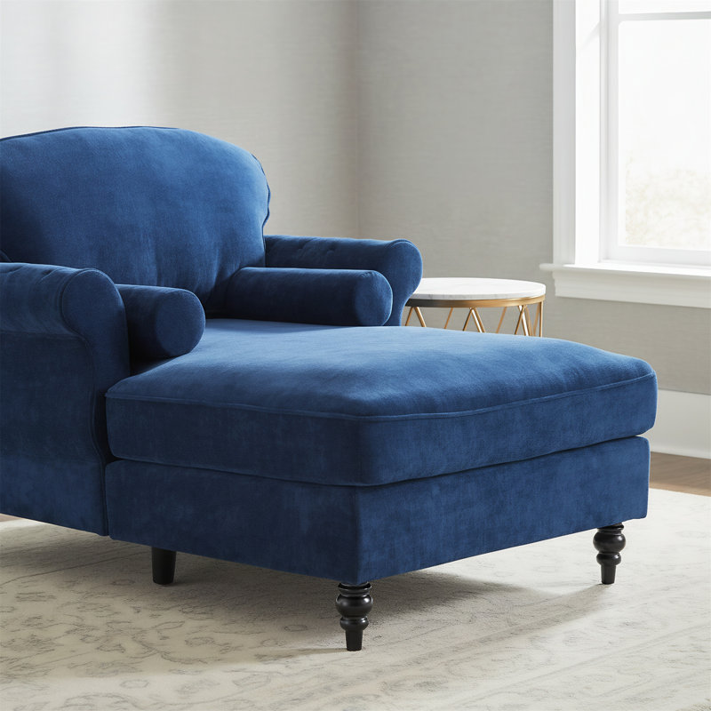 Fauteuil inclinable intérieur en chenille avec coussin large et méridienne rembourrée, Bleu