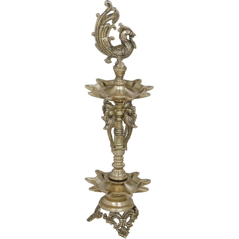 Lampe sur pied 23 "Auspicieuse paon, Or