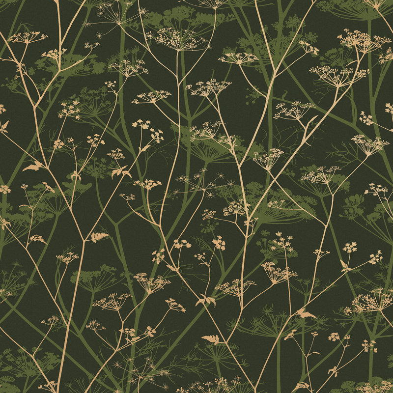 Floral Metallic Wallpaper Roll, Sage/Gold