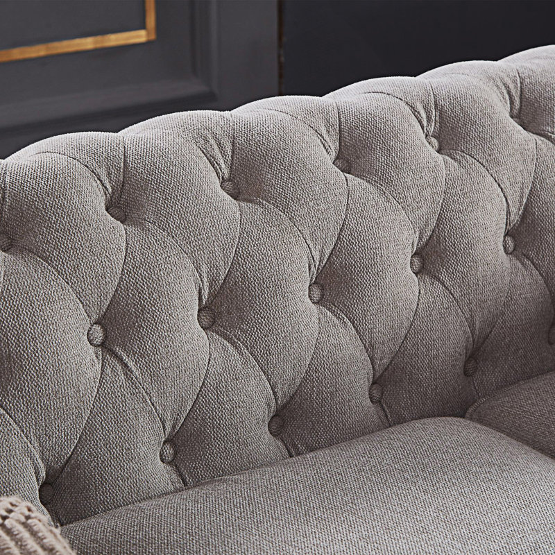 Canapé Chesterfield, canapé confortable, canapé moderne avec accoudoirs roulés, Gris clair